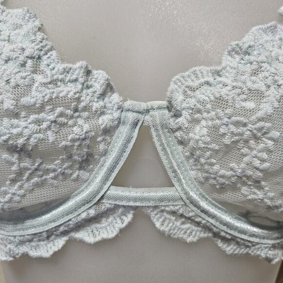 Intimately Free People Daydreamer Bra 32D Lace Underwire Unlined Ice Fog Sheer - Picture 16 of 16